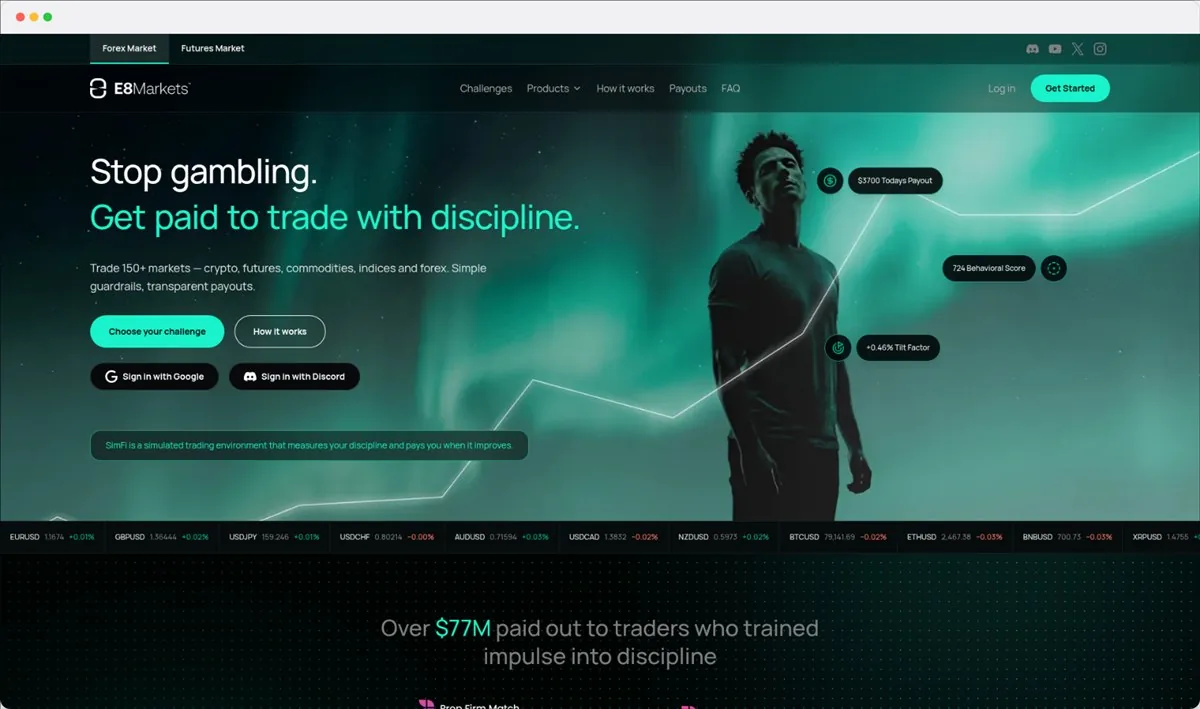E8 Markets website